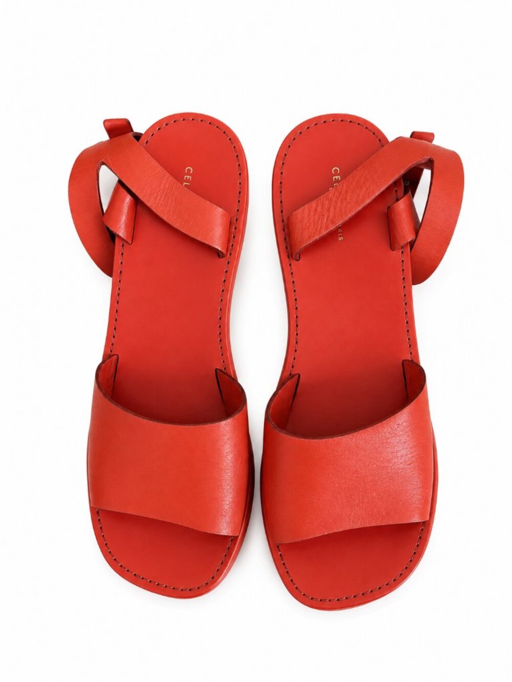 Celine Red Leather Braided Platform Block Heel Sandals Phoebe Philo Italy